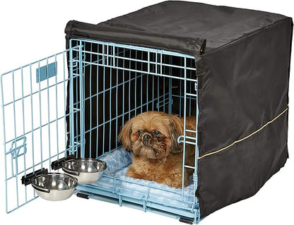 MidWest Homes for Pets Blue Fashion iCrate Starter Kit, 24-inch Dog Crate Bundle for Small Dogs, Includes Cage, Pet Bed, 2 Bowls and Privacy Cover