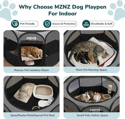 Dog Playpen, Portable Puppy Pet Crate Indoors for Small/Medium/Large Dogs Cats Rabbits, Foldable Dog Cage Enclosure for Outdoor, Pop Up Dogs Tent Kennel with Carrying Case, Dark Grey