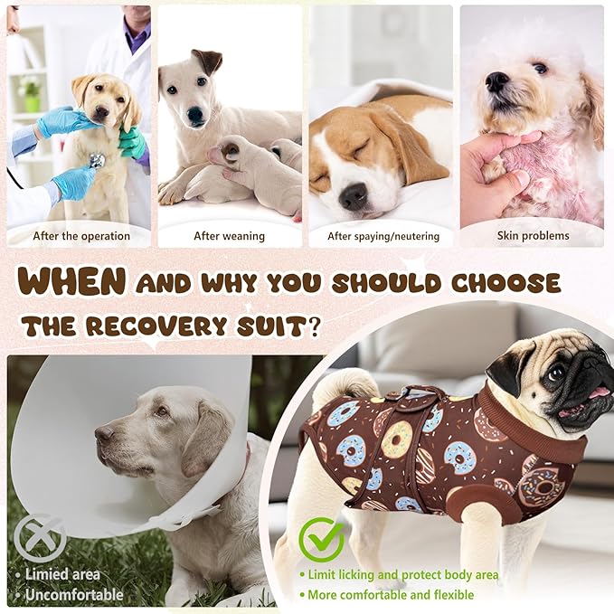 Dog Surgery Suit, Breathable Surgical Recovery Suit for Female Spay Male Neuter, Anti-Licking Surgical Recovery Suit for Abdominal Wounds Skin Disease, Brown, XX-Large