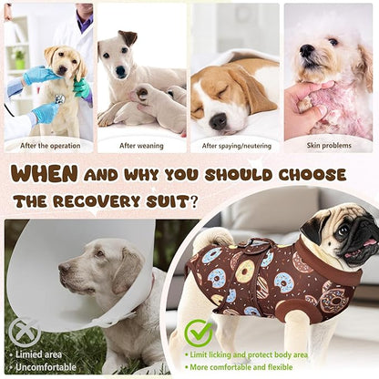 Dog Surgery Suit, Breathable Surgical Recovery Suit for Female Spay Male Neuter, Anti-Licking Surgical Recovery Suit for Abdominal Wounds Skin Disease, Brown, XX-Large