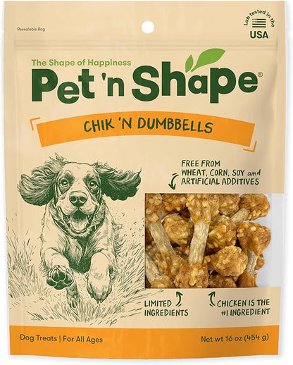 Pet 'n Shape Chik 'n Rice Dumbbells - Natural Dog Treats, Chicken, 1 Pound