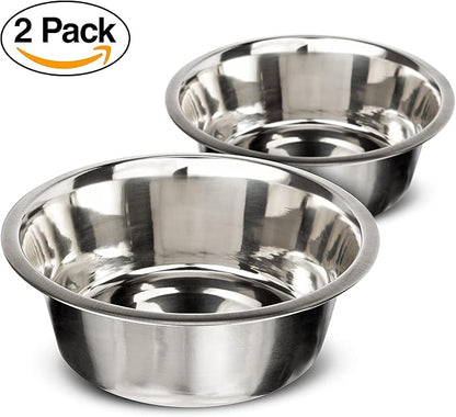 Neater Pet Brands 16 Cup (128 oz.) Stainless Steel Dog Bowls, Set of 2 Metal Bowls for Large Breed, Large Dog Water Bowl or Food Bowl for Indoors or Outdoors, Dishwasher Safe Dish for Extra Big Dogs
