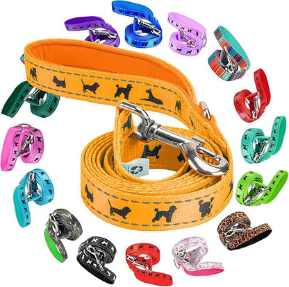 EcoBark Dog Leash - Soft & Reflective Comfort Leashes with Padded Handle - Soft, Strong, & Durable for Small, Medium or Large Dogs (Yellow)