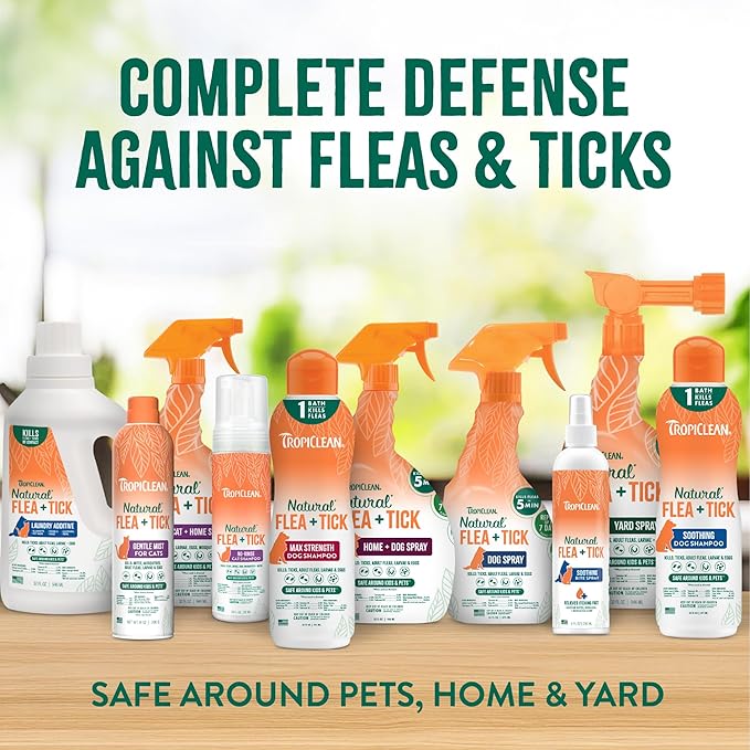 TropiClean Max Strength Flea and Tick Shampoo Treatment for Dogs, Powerful & Natural Defense, Prevention for Large & Small Dogs, Made in USA, 1GAL