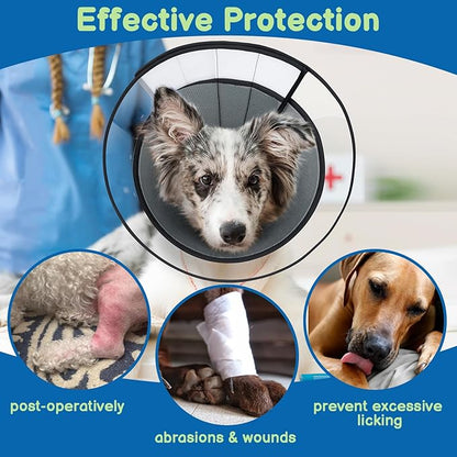 BARKLESS Soft Dog Cone, Soft Cone for Large Dogs to Stop Licking Biting Wounds, Breathable Surgical E Collar for After Surgery, Adjustable Elizabethan Collar for Neuter Incision Care