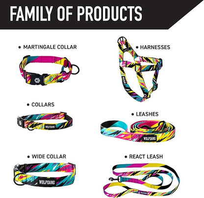 Wolfgang Heavy Duty Martingale Dog Collar with Quick Release Nylon Buckle for Walking & Training, FuzzyTails Print, Large