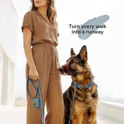 Didog Soft PU Leather Dog Collar, Stylish Quick Released Dog Collars for Large Dogs, Easy Clean Adjustable Pet Collar for Daily Walking, Blue, XL Fit 20-26" Neck