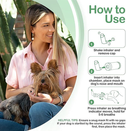 Dog Aerosol Chamber (3 Masks) – Canine Inhaler Spacer for Dogs – Includes 3 Masks to Fit All Dogs (Premium Quality)