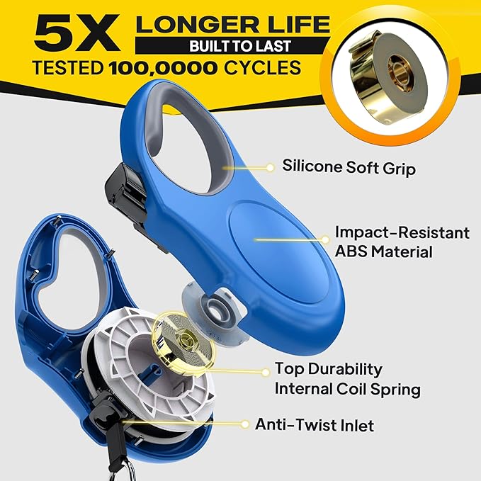Fida Retractable Dog Leash, 16ft Heavy Duty Pet Walking Leash for Medium/Large Dog up to 110 lbs, Tangle Free. One-Hand Brake (Large, Blue)