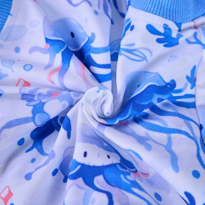 PetWarm Pet Recovery Suit for Female Dogs, Dog Surgery Suit, Cone of Shame Alternatives Bodysuit for Abdominal Affected Areas Sensitive Skin Areas, Dog Bodysuit, Marine Animal Patterns, Blue, XL