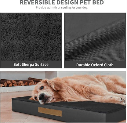 Orthopedic Dog Bed for Large Dogs, Plush Washable Pet Bed for Large Size Dogs with Egg Crate Foam & Removable Oxford Cover, 36x27 Inch, Black