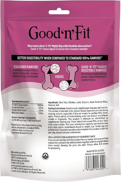 Good ‘n’ Fit Rolls Made with Real Lamb, 6 Small Rolls, Treat Your Dog to a Long-Lasting and Highly Digestible Rawhide Chew