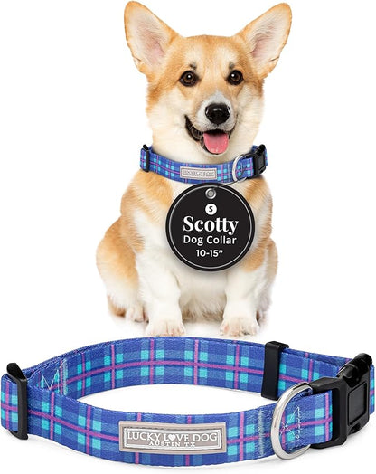 Lucky Love Dog - Adjustable Dog Collar with Easy Click Buckle for Small Dogs, Durable, & Comfortable for Male & Female Dogs, Pet Collar for Puppies & Adult Ones - Scotty, Small