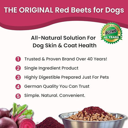 Olewo Original Red Beets for Dogs – Internal Support Dog Food Topper for Skin Sensitivity and Overall Balance, Prebiotic Fiber and Whole Food Nutrients, 1 lb