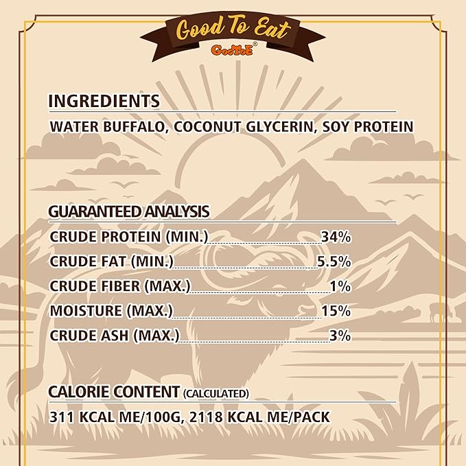 Gootoe Buffalo Dog Treats, Natural Low-Fat Chews for Training & Rewards, Limited Ingredient, Resealable Bag, Puppy Treats for Small Dogs & Puppies, Resealable Bag, Buffalo Bites Stick (Small), 1.5 lb