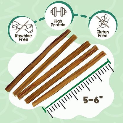 Nature Gnaws Extra Thin Bully Sticks for Small Dogs 5-6" (25 Count) - Long Lasting for Light Chewers and Puppies - Natural Beef Dog Chew Bones