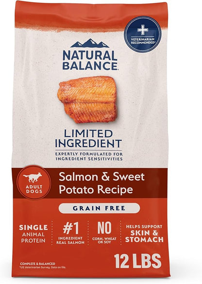 Natural Balance Limited Ingredient Grain Free Salmon & Sweet Potato Dry Dog Food, Sensitive Stomach, 12 lb (Pack of 1)