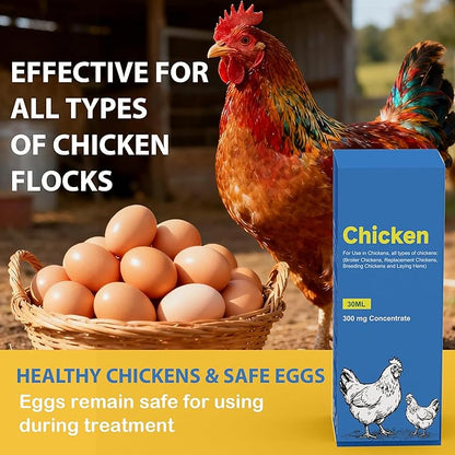 Dewormer for Chickens for Poultry & Laying Hens for Tapeworms, Roundworms & Hookworms 30ml