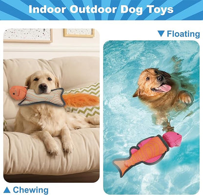 Pink Orange Fish Oxford Launching Flying Dog Toy Slingshot Chase Fetch Training Interactive Dog Toy Durable Stuffed Animal Dog Squeaky Toy for Medium Large Dogs Toy Gift 32.5cm/12.8in