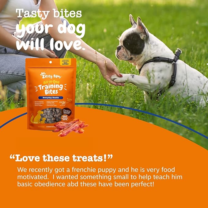 Zesty Paws Training Treats for Dogs & Puppies - Dog Treats for Training - Healthy Dog Chews for Hip, Joint & Muscle Health - for All Breeds and Ages - Bacon Flavor - 8oz