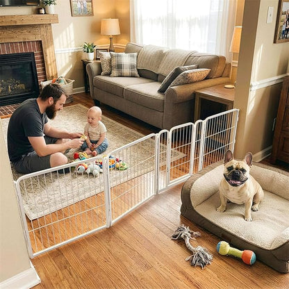FXW Dog Gate Extra Wide Designed for Indoor Use, Adjustable Width Up to 92-inch Wide (24" H 4 Wire Panels for Puppies and Small Dogs), Black