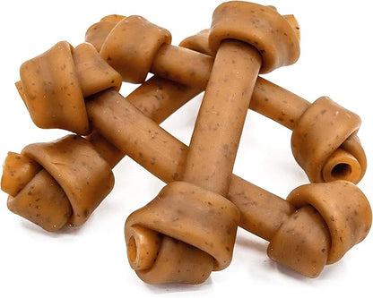Jungle Calling Rawhide Free Dog Treats, Peanut Butter Bones, 6.5'' Pet Chews for Medium and Large Dogs,Digestible Chewing Snacks,4 Count (Pack of 1)