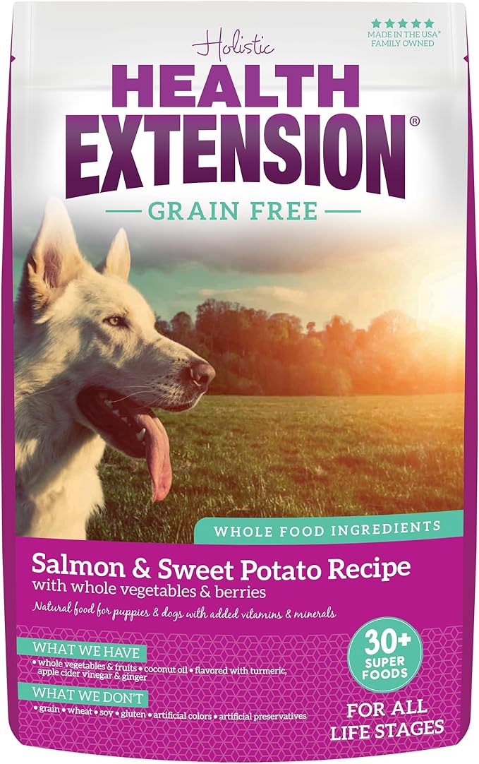 Health Extension Grain Free Salmon & Sweet Potato Dry Dog Food - 30+ Superfoods and Probiotics for All Life Stages (23.5 lb)