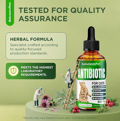 Set of Liquid Dog Antibiotics and Cat Antibiotic + Pendant – Daily Help with UTI, Cough, Runny Nose, Allergies, Wheezing – Versatile Care for Breathing System with Chicken Flavor – 2 oz x 2