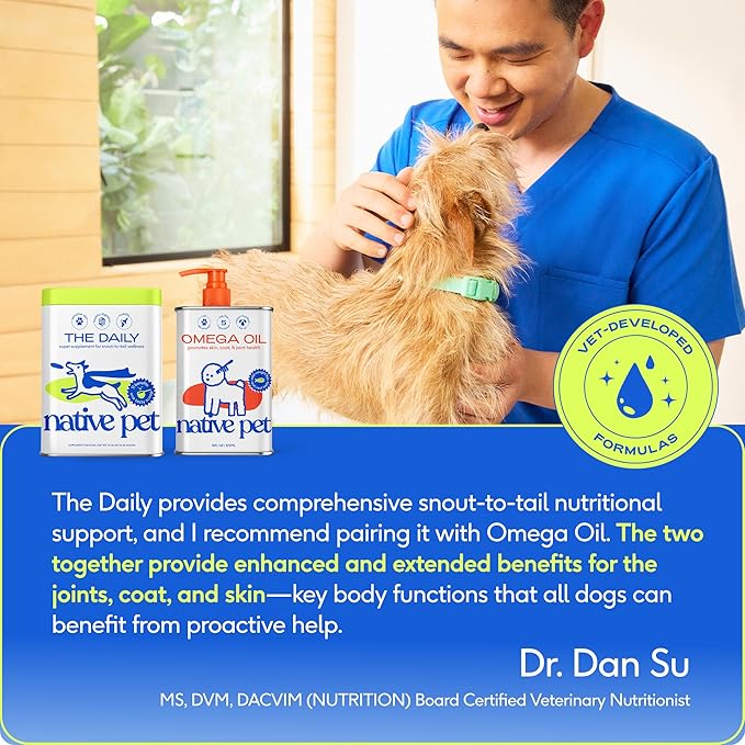 Native Pet Daily Wellness Bundle - Dog Vitamins and Supplements & Omega 3 Fish Oil Wild Alaskan Salmon Fish Oil for Dogs - 11-in-1 Multivitamin Powder Supports Joints, Gut, Skin, Coat & Heart Health