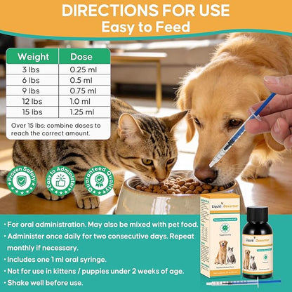 Dewormer for Pets, No More Tapeworms in Cats and Dogs,Tapeworm Support Liquid Formula, 60 ml