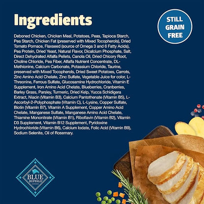 Blue Buffalo Freedom Grain-Free Dry Dog Food, Complete & Balanced Nutrition for Adult Dogs, Made in the USA with Natural Ingredients, Chicken & Potatoes, 11-lb Bag