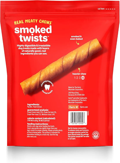Hartz Oinkies Smoked Twists with Naturally Smoked Pork Rawhide-Free Dog Treats,Highly Digestible Long Lasting Dog Chews,(Pack of 80)