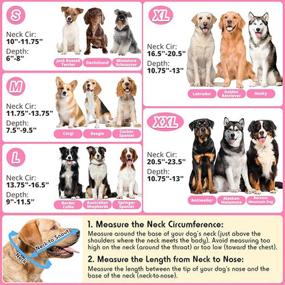 Dog Cone to Stop Licking, Clear Recovery Collar with Detachable Zipper, Sturdy Elizabethan Collar for Large Medium Small Dogs, Soft Adjustable Cone After Surgery Patented, Hot Pink S
