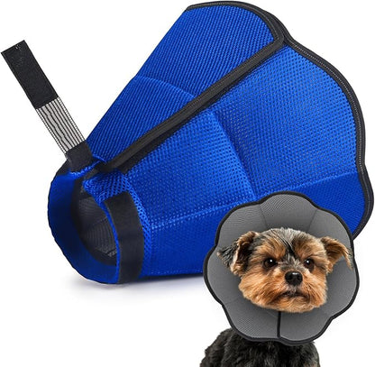 Hard & Heavy Plastic Dog Cone Collar Alternative for Small Dogs (Yorkshire Pomeranian), Adjustable Elizabethan Neck Protective Cone for Healing, Comfortable Pet Recovery Collar Cone of Shame Anti-lick