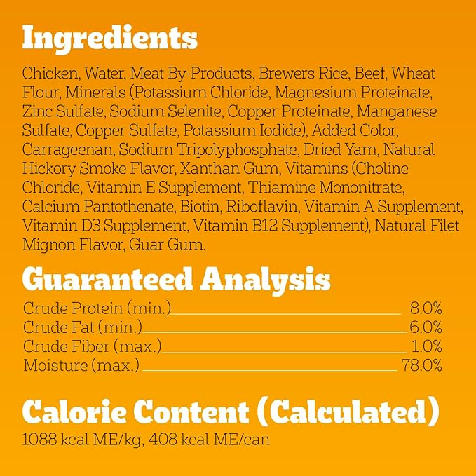 Pedigree Chopped Ground Dinner Adult Soft Wet Dog Food with Filet Mignon Dinner, Canned Dog Food, 13.2 oz. Cans, 12 Count