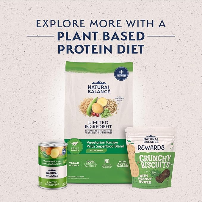 Natural Balance Limited Ingredient Adult Dry Dog Food with Vegan Plant Based Protein and Healthy Grains, Vegetarian Recipe, 12 Pound (Pack of 1)