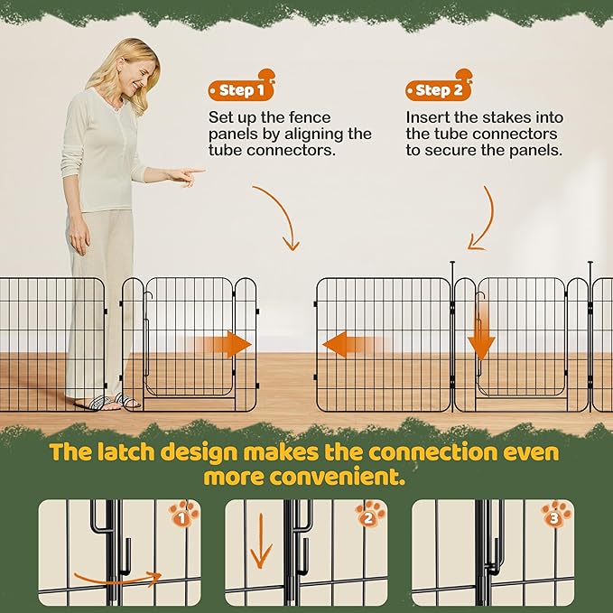 Yaheetech Expandable Dog Playpen, 8 Panel 24 inch Puppy Playpen with Door Indoor/Outdoor Pet Fence for Small Medium Dogs