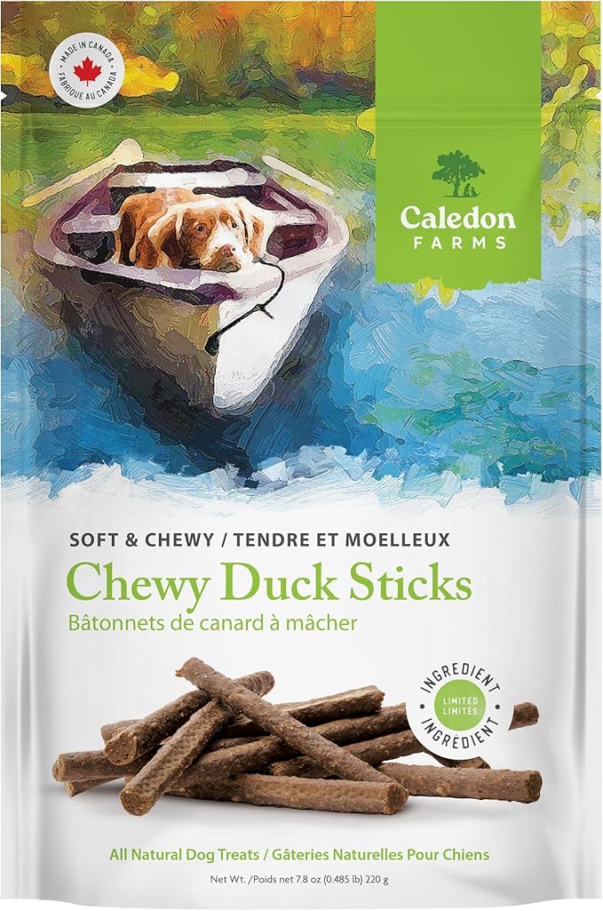 Caledon Farms Chewy Duck Sticks Dog Treats, No Additives, Preservatives Free, 7.76 Ounces