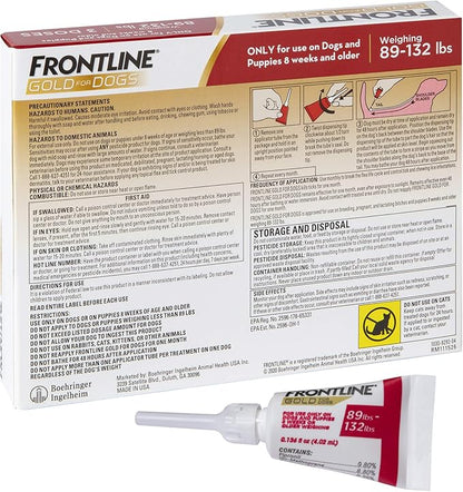 FRONTLINE Gold Flea & Tick Treatment for X-Large Dogs Up to 89 to 132 lbs., Pack of 3