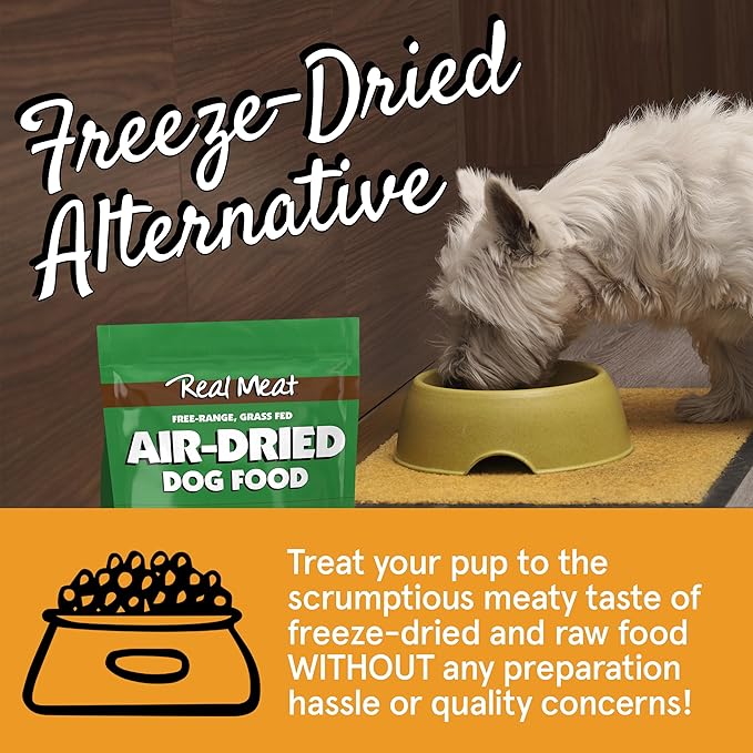 Real Meat Air Dried Dog Food w/ Real Beef - Four 5lb Bags of USA-Crafted Grain-Free Real Meat Dog Food Sourced from Hormone-Free, Grass-Fed Beef - Digestible, Natural, High Protein