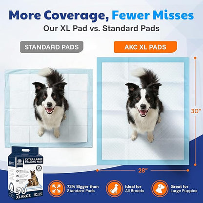 American Kennel Club Puppy Training Pads with Ultra Absorbent Quick Dry Gel – 28 x 30 Pee Pads for Dogs - 50 Count , XL(Unscented)