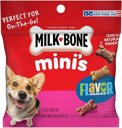 Milk-Bone Flavor Snacks Mini’s Dog Biscuits, Flavored Crunchy Dog Treats, 2.5 Oz. Bags (Pack of 20)