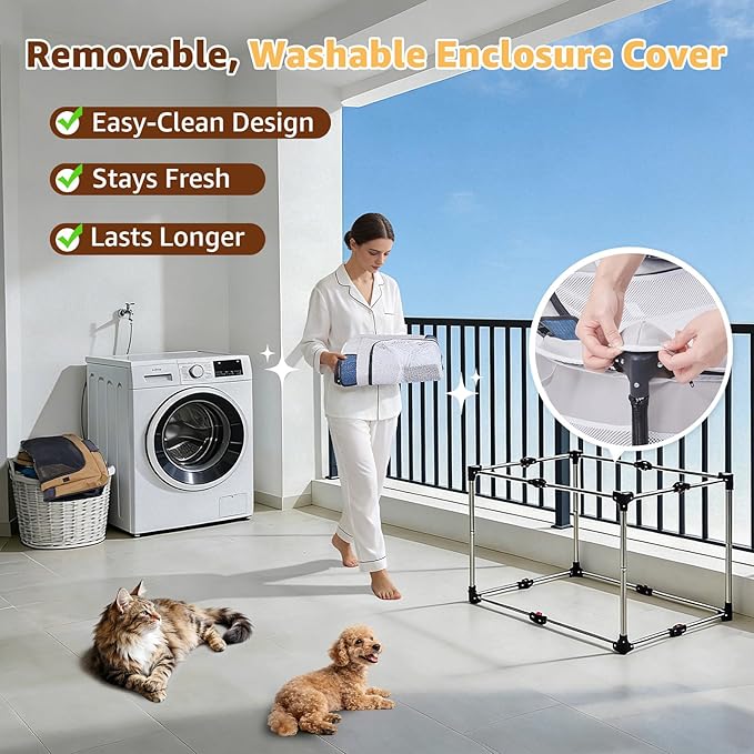 LOOBANI Foldable Dog Playpen for Small Dogs–Sturdy Puppy Playpen Indoor Outdoor with Full-Zip Washable Fabric Enclosure, 690D Waterproof Oxford Fabric, Portable Pet Crate with Carry Bag,32''x24''x22''