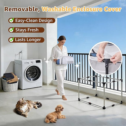LOOBANI Foldable Dog Playpen for Small Dogs–Sturdy Puppy Playpen Indoor Outdoor with Full-Zip Washable Fabric Enclosure, 690D Waterproof Oxford Fabric, Portable Pet Crate with Carry Bag,32''x24''x22''
