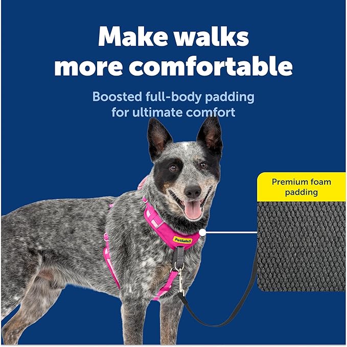 PetSafe Easy Walk Comfort No-Pull Dog Harness - Better Walk Training Harness - Full Body Padded Design - Durable Fabric - 5 Point Adjustable Fit - Everyday Leash Training - Pink - Medium/Large