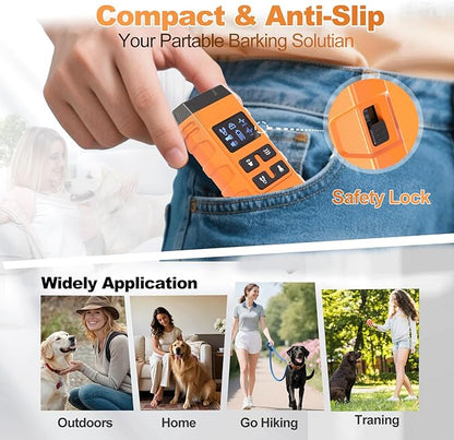 Dog Bark Deterrent Device,G3 Anti Barking Device for Dogs, Bark Stopper with Display,Ultrasound Dog Bark Deterrent,for Indoor/Outdoor/Safe and Effective Bark Stopper with Flashlight (Orange)