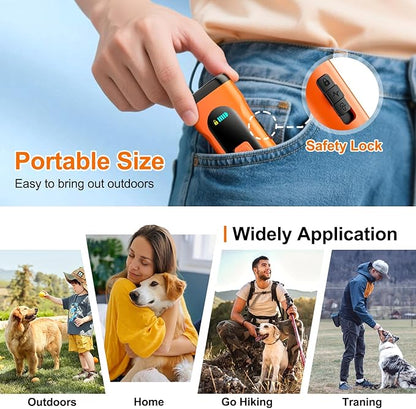 2 Pack Dog Bark Deterrent Devices Anti Barking Device for Dogs Ultrasonic Bark Stopper Portable Dog Training Tool Indoor Outdoor Up to 50ft Correct Bad Behavior of Own or Neighbor's Dog (Orange)