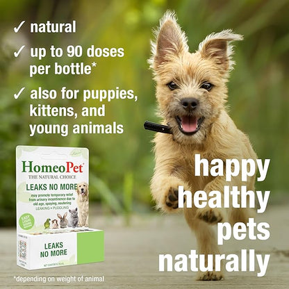 HomeoPet Leaks No More, Safe, Gentle, and Natural Supplement for Cat and Dog Urinary Incontinence Relief, 15 Milliliters