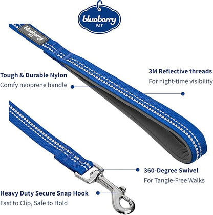 Blueberry Pet 3M Reflective Pastel Color Dog Leash with Soft & Comfortable Handle, 5 ft x 5/8", Navy, Small, Leashes for Dogs