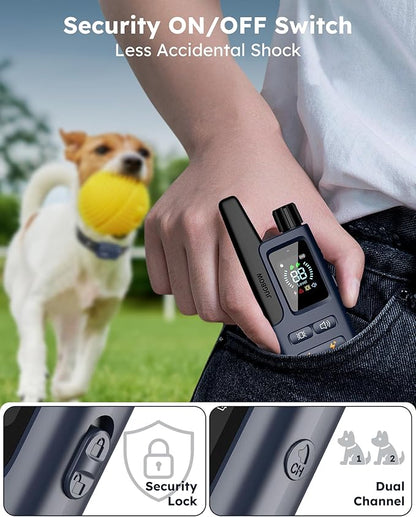 Jugbow Dog Shock Collar 2 Dogs (10-120Lbs) - 4200FT Dog Training Collar with Remote IPX7 Waterproof Electric Collar with 4 Training Modes, Rechargeable e-Collar for Large Medium Small Dog Dark Blue